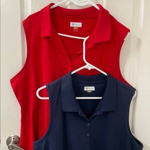 Greg Norman Red and Navy Sleeveless Polo Shirts - sold together